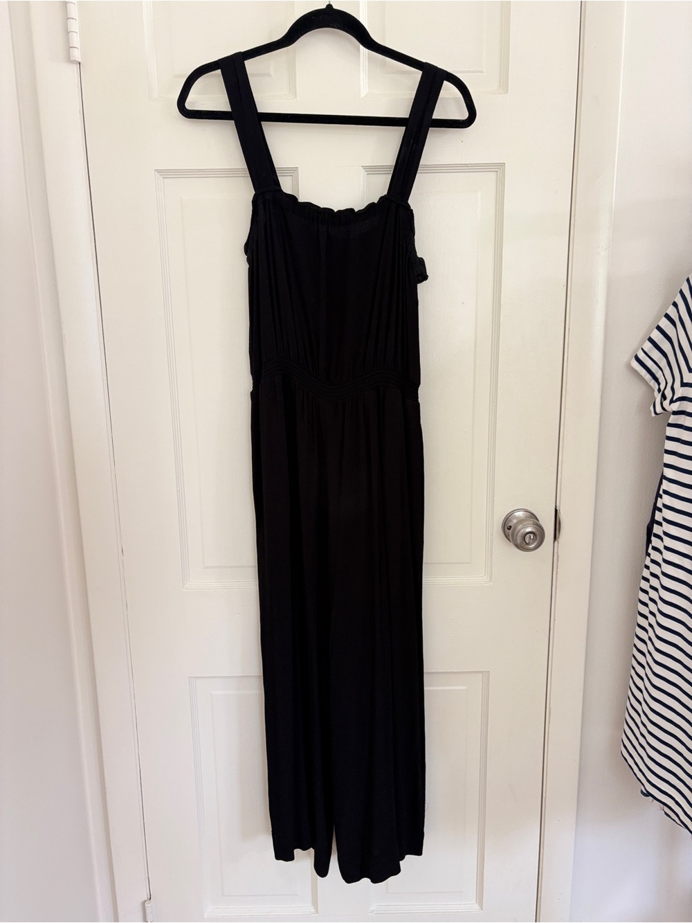Madewell Black Smocked-Waist Wide-Leg Jumpsuit - Size 8 -‎ Viscose Sleeveless - Picture 6 of 8